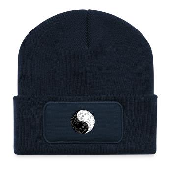 Yin Yang moutons chinois Tai Chi symbole cool graphique - Beanie recyclé à patch - bleu marine - Devant