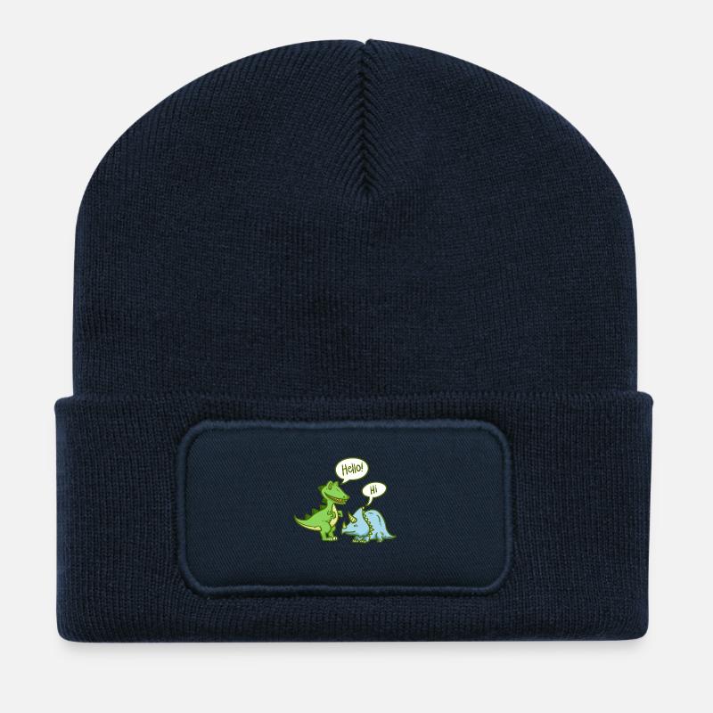 Dino - Dinosaurier - T-Rex - Triceratops - Recycelte Patch Beanie - French Navy