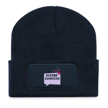 Little Sister - speech bubble - Recycled Patch Beanie - french navy - Front