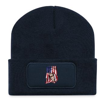 Katze Meowica Amerika Flagge Day 4th of July - Recycelte Patch Beanie - French Navy - Vorne