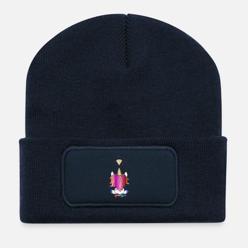 Einhorn Meditation Diamant - Recycelte Patch Beanie - French Navy