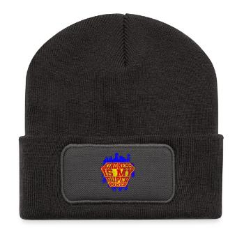 Freundlichkeit ist meine Supermacht Verbreiten Frieden - Recycelte Patch Beanie - Dunkelgrau - Vorne