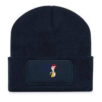Cadeau de banane Ne jamais faire un contact visuel en mangeant - Beanie recyclé à patch - bleu marine - Devant