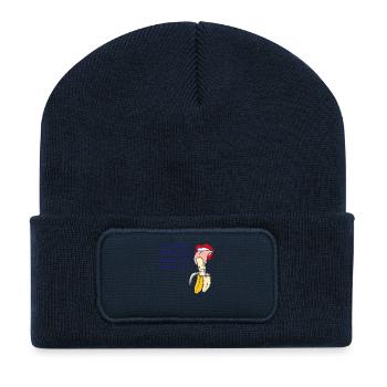 Banana Gift never make eye contact while eating - Recycled Patch Beanie - french navy - Front