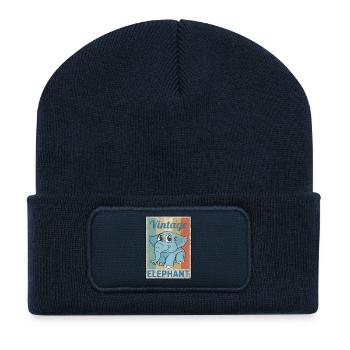 Elephant Elefant Vintage Retro Style Grunge - Recycelte Patch Beanie - French Navy - Vorne