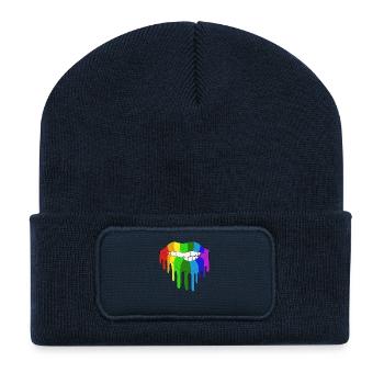 LGBTQ gay lesbienne arc-en-ciel gay homosexuel trans - Beanie recyclé à patch - bleu marine - Devant