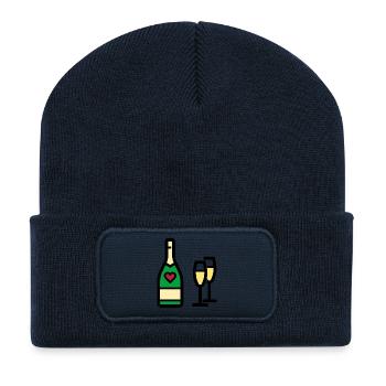 or sparkling wine for Valentine's Day - Recycled Patch Beanie - french navy - Front