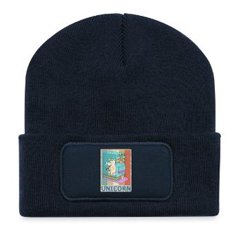 Einhorn Vintage Retro Style Grunge Einhörner - Recycelte Patch Beanie - French Navy - Vorne