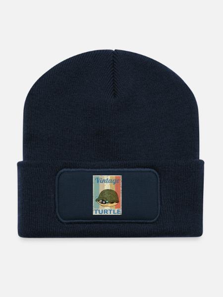 Landschildkröte Vintage Retro Style Grunge Reptili - Recycelte Patch Beanie - French Navy