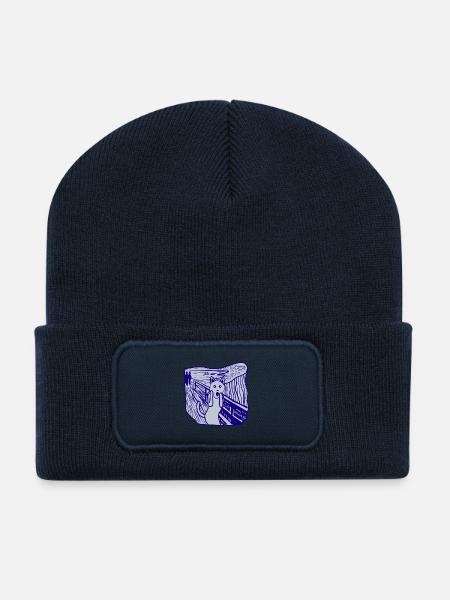 Katze schreit - Recycelte Patch Beanie - French Navy