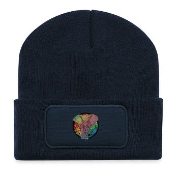 Caricature d'éléphant - Beanie recyclé à patch - bleu marine - Devant
