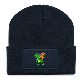Capybara Reiten T-Rex T-Shirt Nagetier-Tier - Recycelte Patch Beanie - French Navy - Vorne