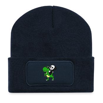 Panda Reiten T-Rex T-Shirt Sichuan Tier Panda - Recycelte Patch Beanie - French Navy - Vorne