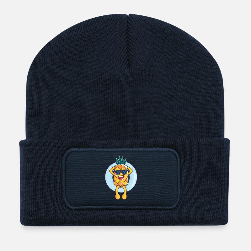 Coole Schwimmende Ananas - Recycelte Patch Beanie - French Navy
