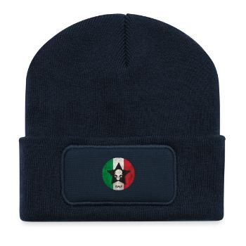 Italien Stern mit Totenkopf im Retro Geschenk - Recycelte Patch Beanie - French Navy - Vorne