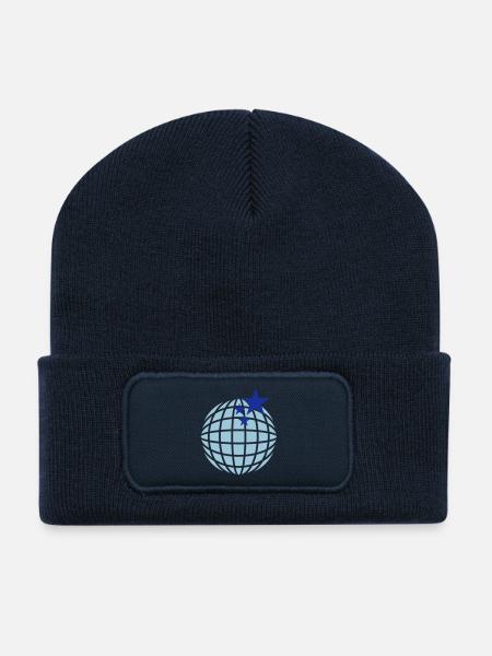 Boule disco / globe disco (2c) - Beanie recyclé à patch - bleu marine