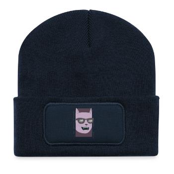 Chat / lunettes de soleil / film - Beanie recyclé à patch - bleu marine - Devant