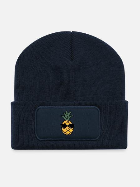 Ananas mit Sonnenbrille - Recycelte Patch Beanie - French Navy