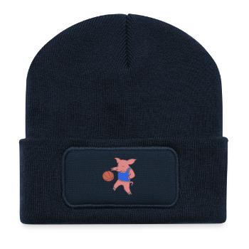 Pig plays basketball - Recycled Patch Beanie - french navy - Front