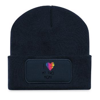 Gift for rainbow kid - LGBT Kid - 2 Moms - Recycled Patch Beanie - french navy - Front