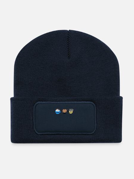 coffee, cats & books | Coffee, cats & books - Recycled Patch Beanie - french navy