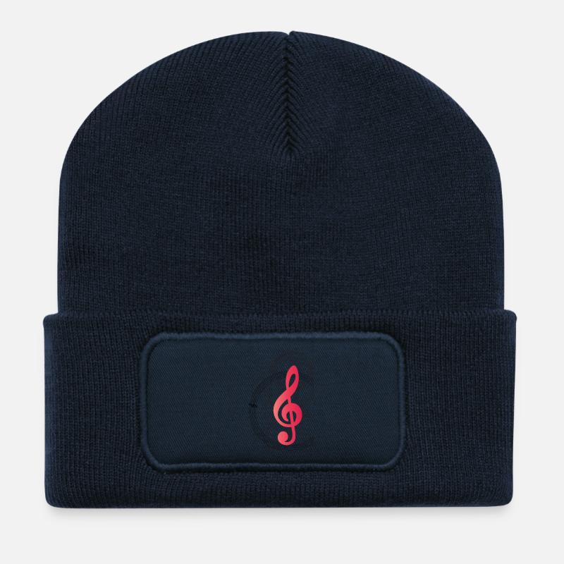 Musik Notenschlüssel - Recycelte Patch Beanie - French Navy