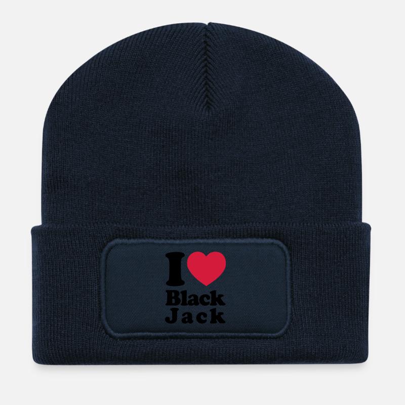 i love black jack - Recycled Patch Beanie - french navy