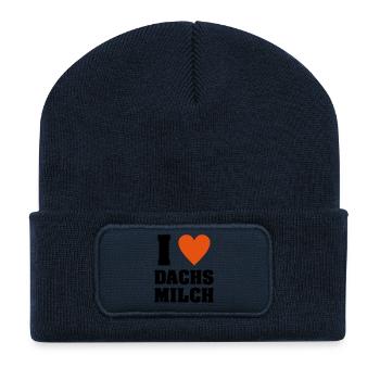 I love Dachsmilch - Recycelte Patch Beanie - French Navy - Vorne