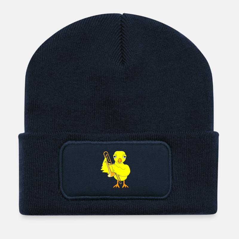 Poussin trombone - Beanie recyclé à patch - bleu marine