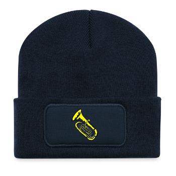 Graphic Tuba Illustration on Clothing - Recycled Patch Beanie - french navy - Front