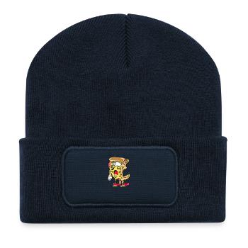 Pizza italienisch Essen - Recycelte Patch Beanie - French Navy - Vorne