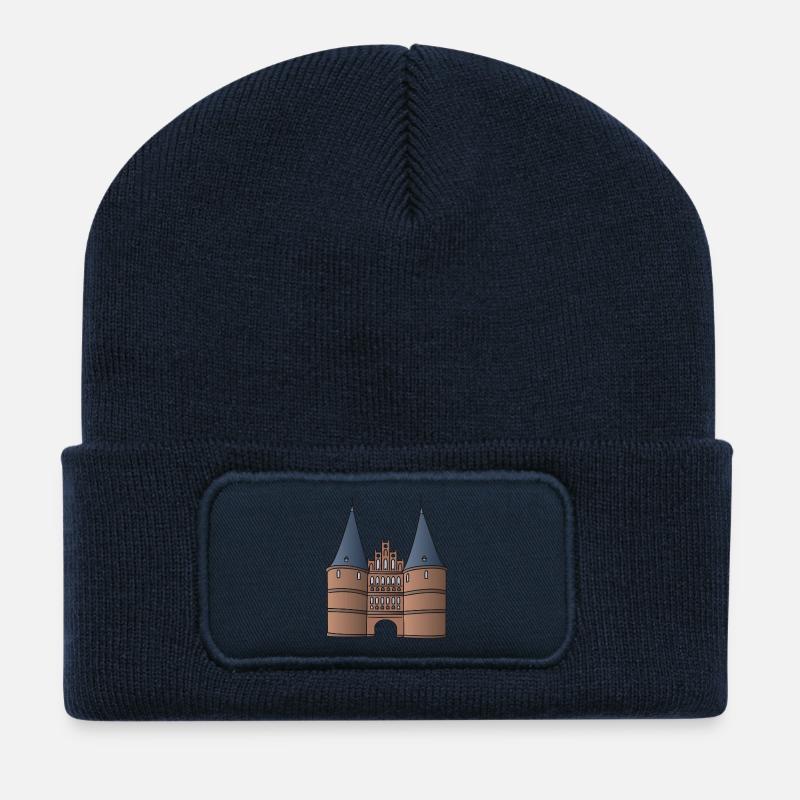 Holstentor Lübeck c - Recycelte Patch Beanie - French Navy