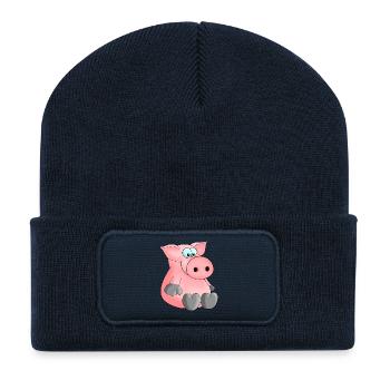 Herziges Ferkelchen - Recycelte Patch Beanie - French Navy - Vorne