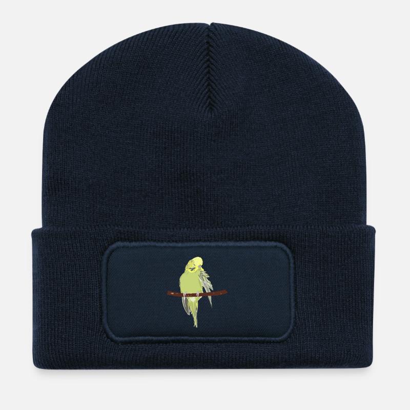 Wellensittich der sich putzt - Recycelte Patch Beanie - French Navy