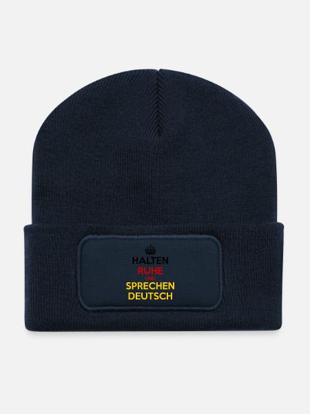 Halten Ruhe und Sprechen Deutsch - Recycelte Patch Beanie - French Navy