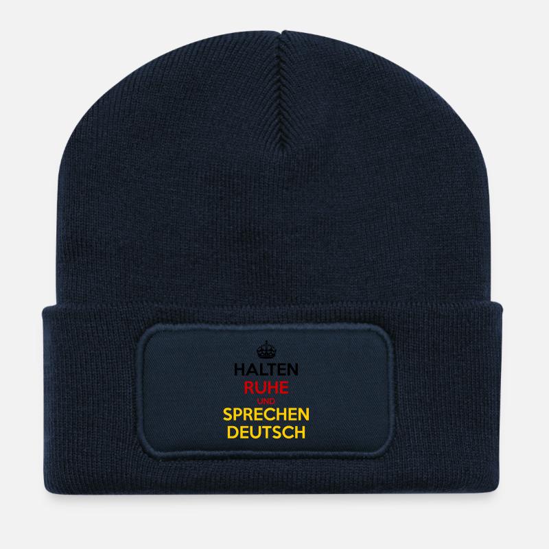 Halten Ruhe und Sprechen Deutsch - Recycelte Patch Beanie - French Navy