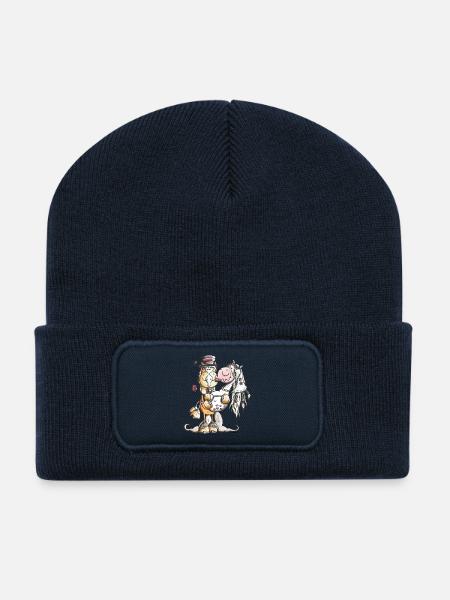 Pferde Hochzeit - Recycelte Patch Beanie - French Navy