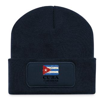 Cuba Flag - Vintage Look - Recycelte Patch Beanie - French Navy - Vorne