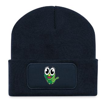 Drôle de chenille - design - Beanie recyclé à patch - bleu marine - Devant