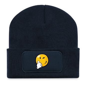 Smiley Certaint - Beanie recyclé à patch - bleu marine - Devant