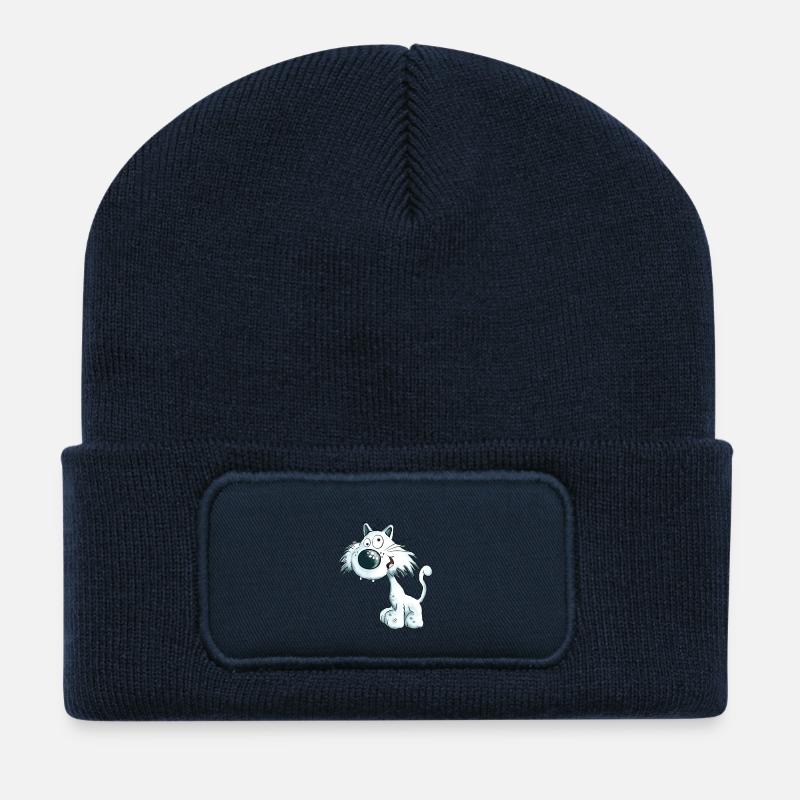 Freche Katze I Kätzchen Cartoon  - Recycelte Patch Beanie - French Navy