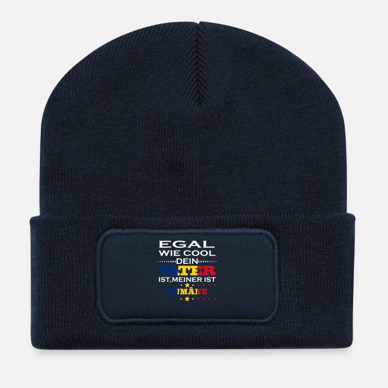 Egal wie cool vater geschenk ist Rumänien - Recycelte Patch Beanie - French Navy