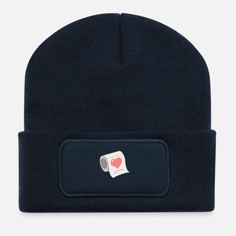 Klopapier Rolle mit Herz - Recycelte Patch Beanie - French Navy