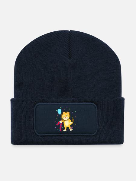 Erster Geburtstag 1. Jahr Löwe süß Geschenk - Recycelte Patch Beanie - French Navy