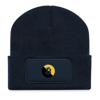 Bitcoin Golden Glitter - Recycelte Patch Beanie - French Navy - Vorne