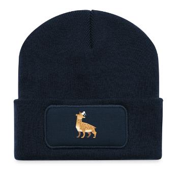 Design à dents de sabre - Beanie recyclé à patch - bleu marine - Devant