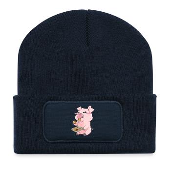 Pig Pizza Kawaii Sweet - Recycled Patch Beanie - french navy - Front