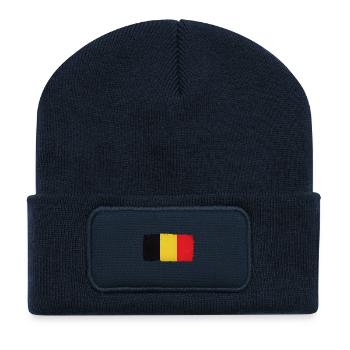 Grunge Belgien Flagge - Recycelte Patch Beanie - French Navy - Vorne