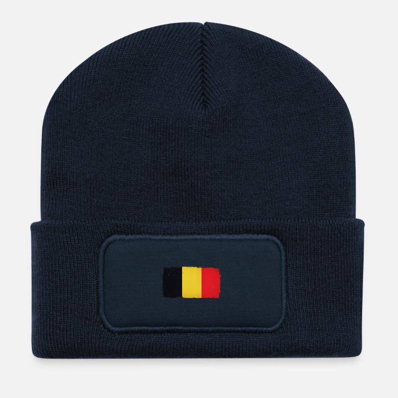 Grunge Belgien Flagge - Recycelte Patch Beanie - French Navy