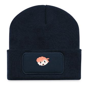 Nigiri-Sushi Kawaii Sushi mit Shrimps - Recycelte Patch Beanie - French Navy - Vorne